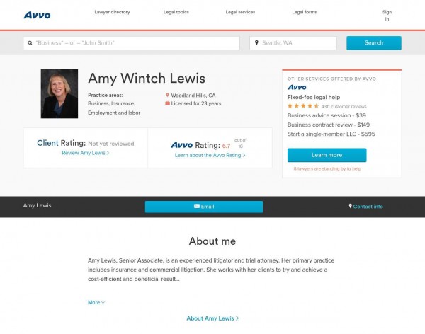 Amy Lewis, Esq. AVVO.com